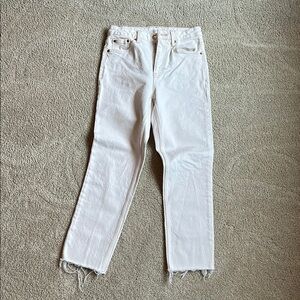 White Frayed Hem Jeans